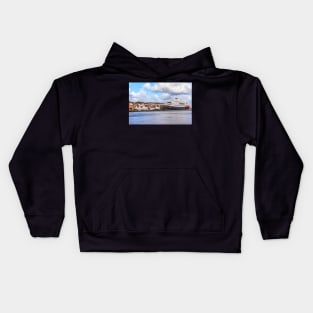 Stavanger Quayside with Moored Ships Kids Hoodie